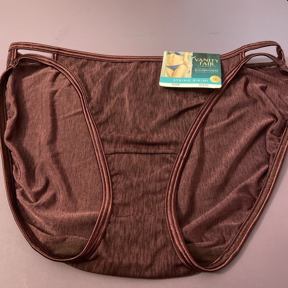 NEW! Burgundy String Bikini Panties By Vanity Fair/ 7 /Large